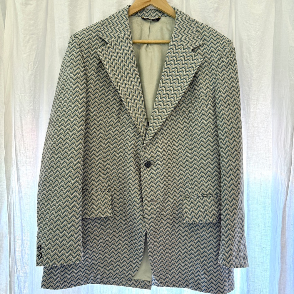Men's Vintage Herringbone Blazer - Sz 42 R/L
